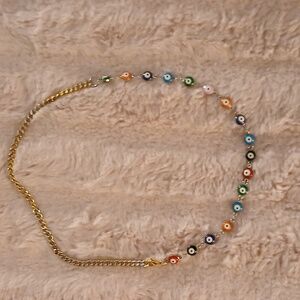 Gold Evil Eye Beaded Necklace